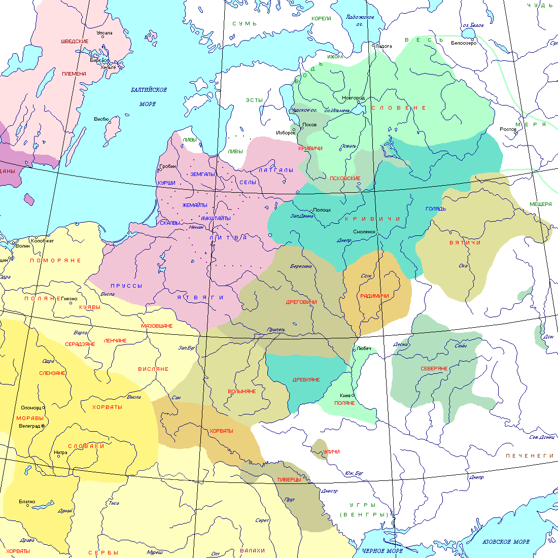 Карта розселення слов ян